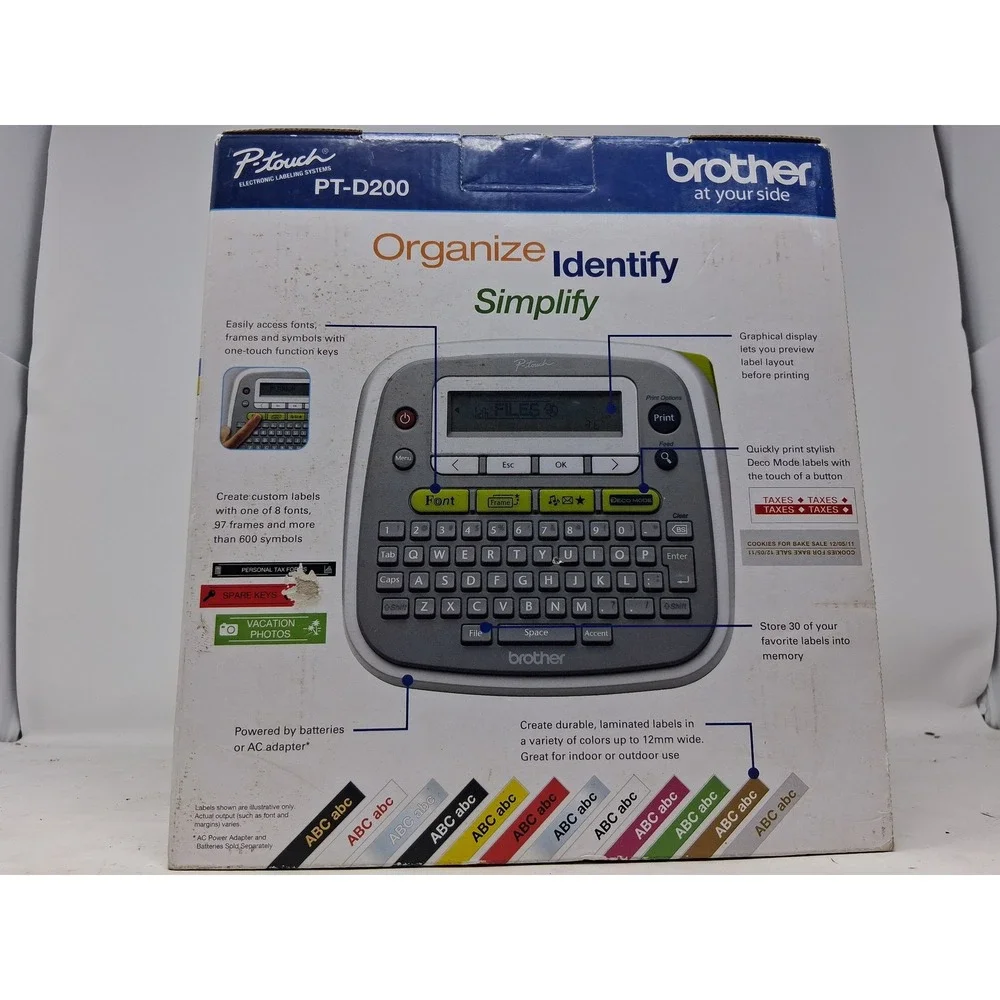 Brother P-Touch PT-D200 Electronic Labeling System Gray White TZe Tape Printer K